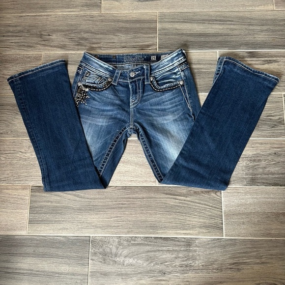 Miss Me Denim - Miss Me Dark Blue Boot Cut Jeans with Embellishments